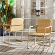 Safavieh Drew Metal and Rattan Dining Chair Set of 2 in Natural / Taupe