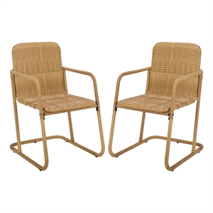 Safavieh Drew Metal and Rattan Dining Chair Set of 2 in Natural / Taupe