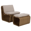 Safavieh Drew Metal and Rattan Lounge Set  in Natural / Taupe