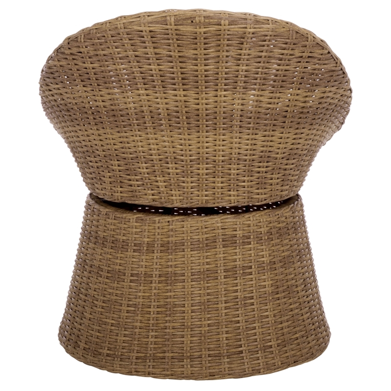 Safavieh Drew Metal and Rattan Swivel Chair  in Natural / Taupe