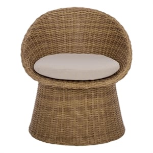 Safavieh Drew Metal and Rattan Swivel Chair  in Natural / Taupe