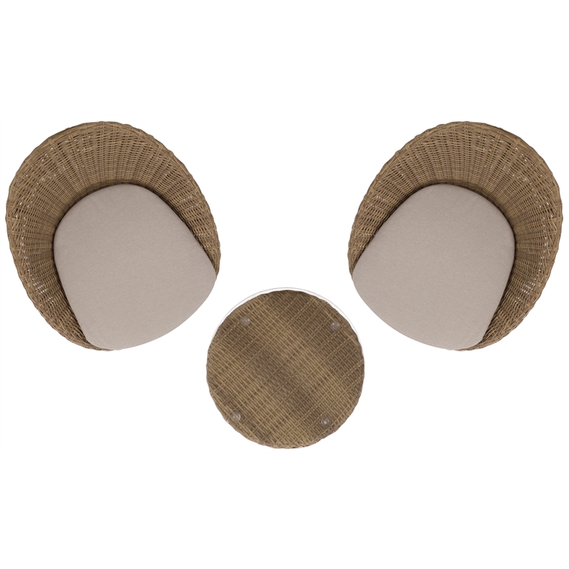 Safavieh Drew Metal and Rattan Swivel Bistro Set  in Natural / Taupe
