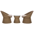Safavieh Drew Metal and Rattan Swivel Bistro Set  in Natural / Taupe