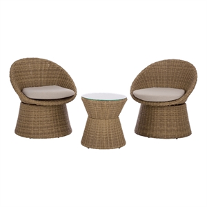 Safavieh Drew Metal and Rattan Swivel Bistro Set  in Natural / Taupe