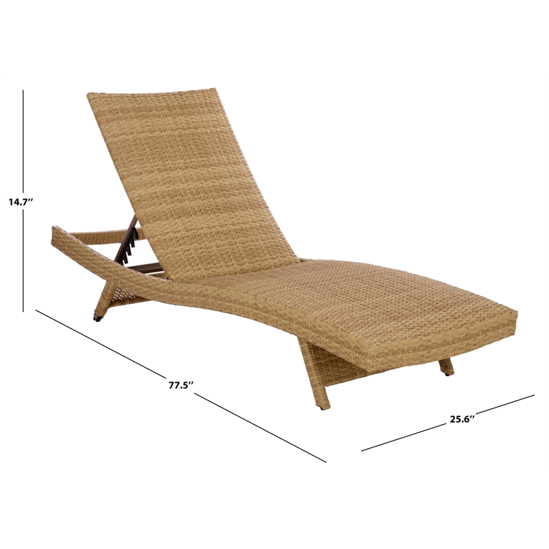 Safavieh Alex Quick Dry Metal and Rattan Foam Lounger in Natural / Taupe