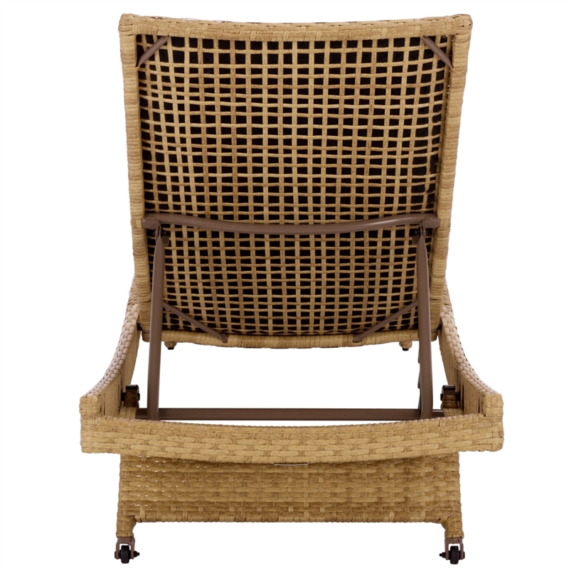 Safavieh Alex Quick Dry Metal and Rattan Foam Lounger in Natural / Taupe