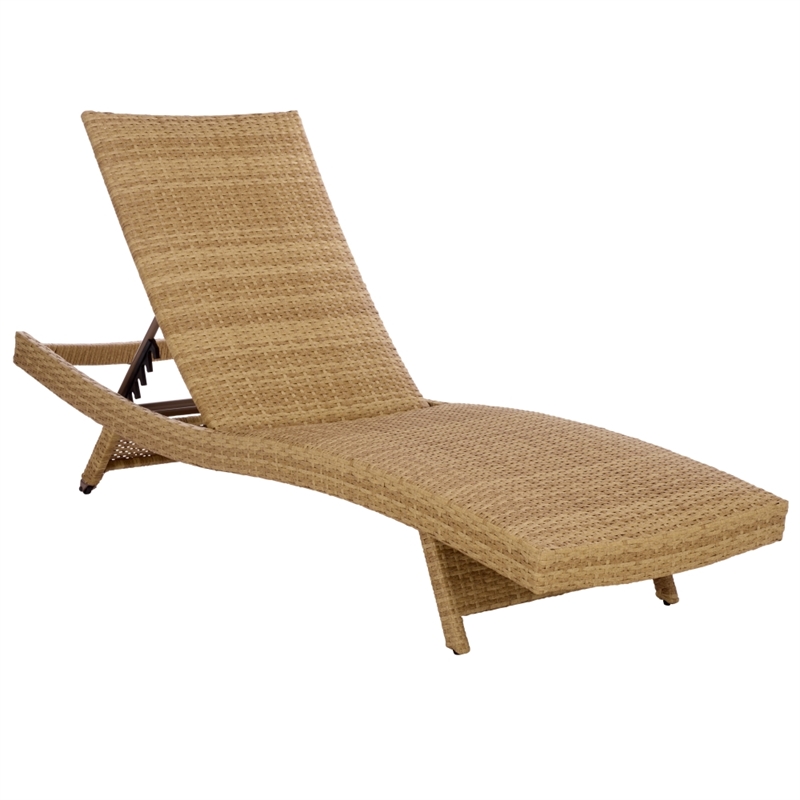 Safavieh Alex Quick Dry Metal and Rattan Foam Lounger in Natural / Taupe