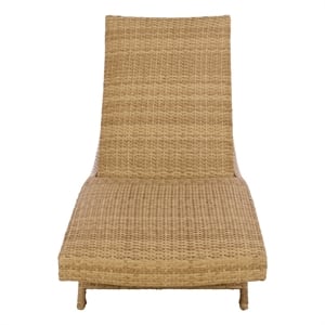 Safavieh Alex Quick Dry Metal and Rattan Foam Lounger in Natural / Taupe