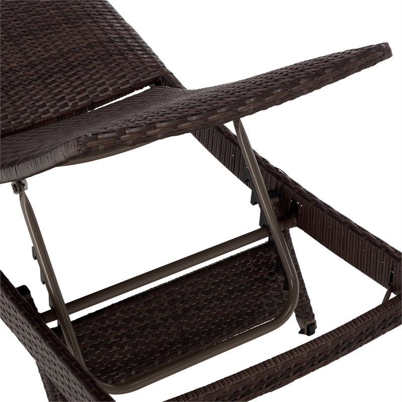 Safavieh Alex Quick Dry Metal and Rattan Foam Lounger in Brown / Taupe