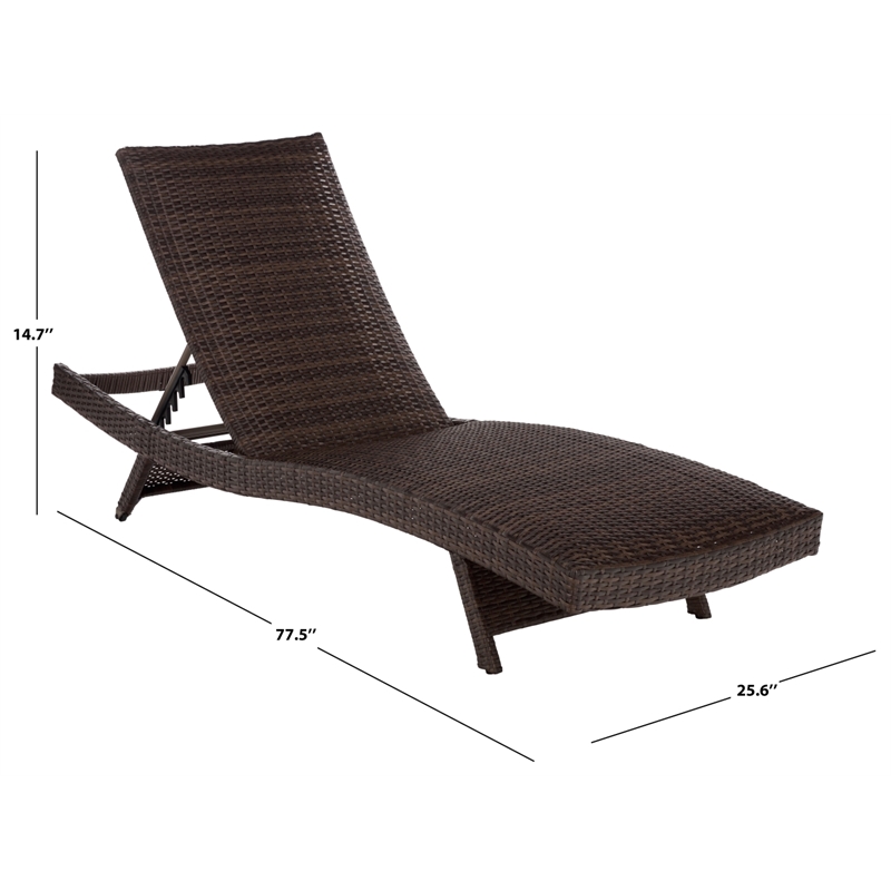 Safavieh Alex Quick Dry Metal and Rattan Foam Lounger in Brown / Taupe