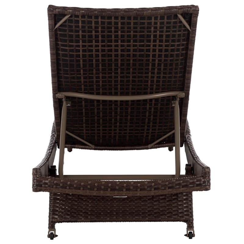 Safavieh Alex Quick Dry Metal and Rattan Foam Lounger in Brown / Taupe