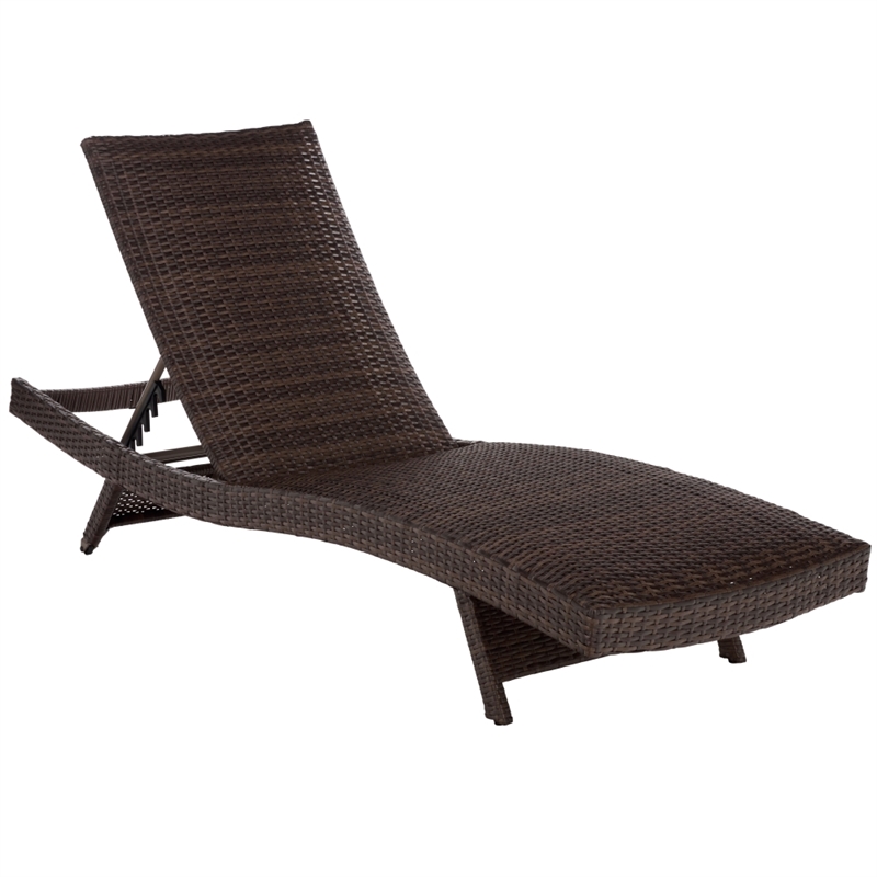 Safavieh Alex Quick Dry Metal and Rattan Foam Lounger in Brown / Taupe