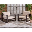 Safavieh Fash Aluminum and Fabric Armchair Set of 2 in Brown / Taupe