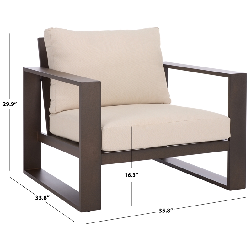 Safavieh Fash Aluminum and Fabric Armchair Set of 2 in Brown / Taupe