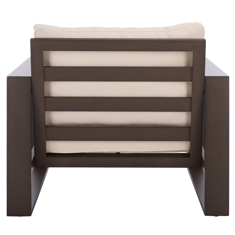 Safavieh Fash Aluminum and Fabric Armchair Set of 2 in Brown / Taupe