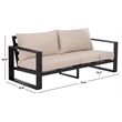 Safavieh Fash Aluminumand Fabric  Sofa in Black / Taupe
