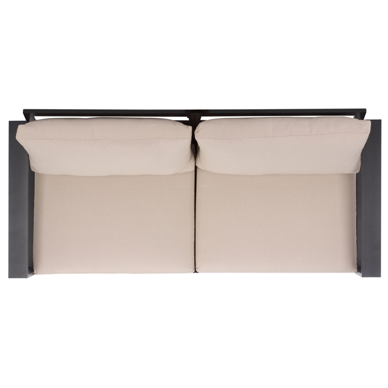 Safavieh Fash Aluminumand Fabric  Sofa in Black / Taupe