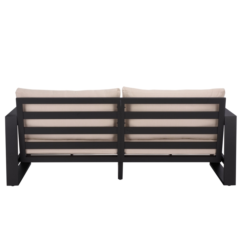 Safavieh Fash Aluminumand Fabric  Sofa in Black / Taupe