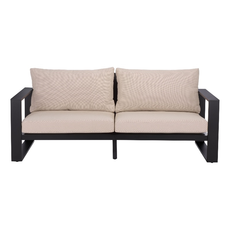 Safavieh Fash Aluminumand Fabric  Sofa in Black / Taupe