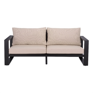 Safavieh Fash Aluminumand Fabric  Sofa in Black / Taupe