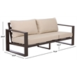 Safavieh Fash Aluminum and Fabric Sofa in Brown / Taupe