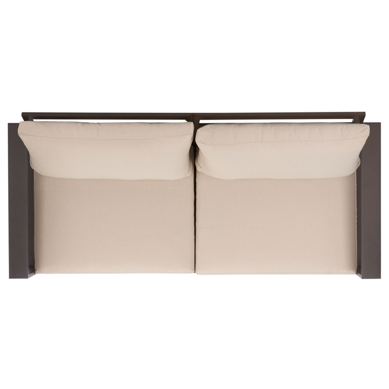 Safavieh Fash Aluminum and Fabric Sofa in Brown / Taupe