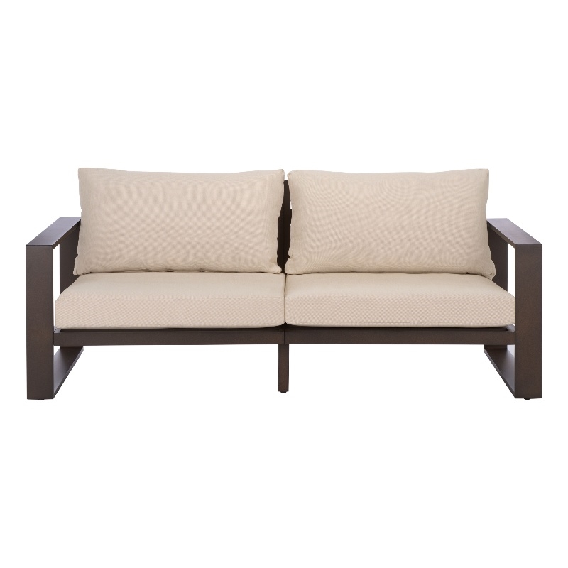 Safavieh Fash Aluminum and Fabric Sofa in Brown / Taupe