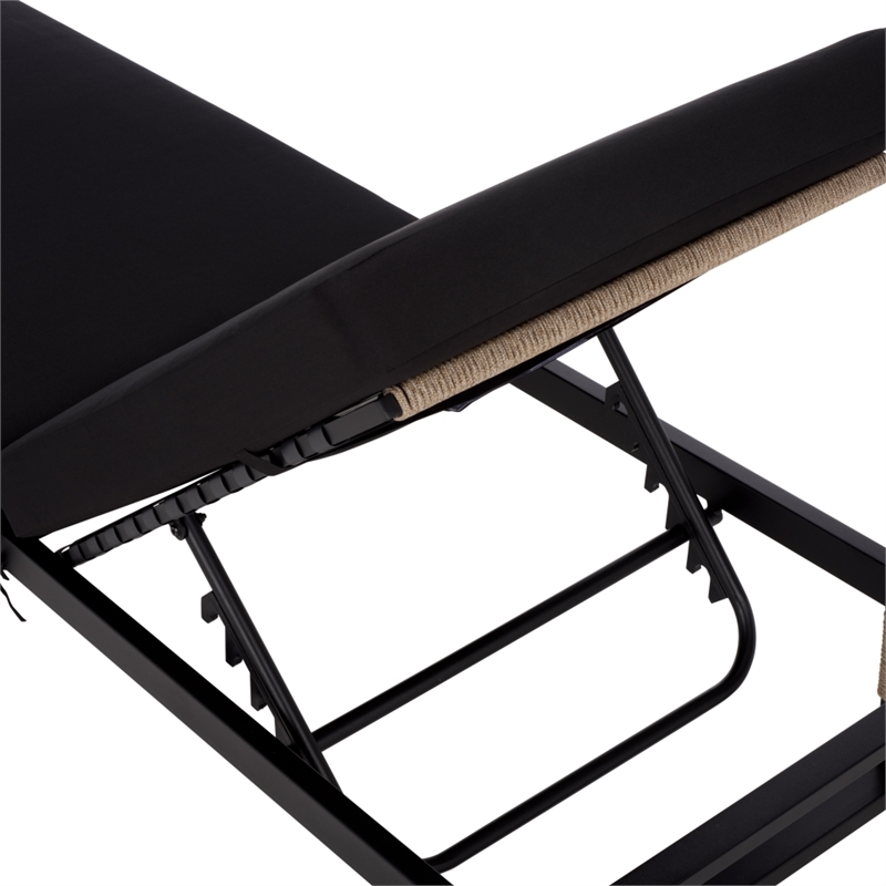 Safavieh Arman Steel and Fabric Lounger w/ Cushion in Black / Black