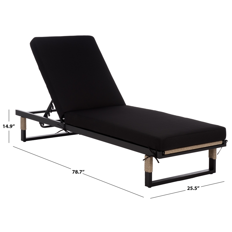 Safavieh Arman Steel and Fabric Lounger w/ Cushion in Black / Black