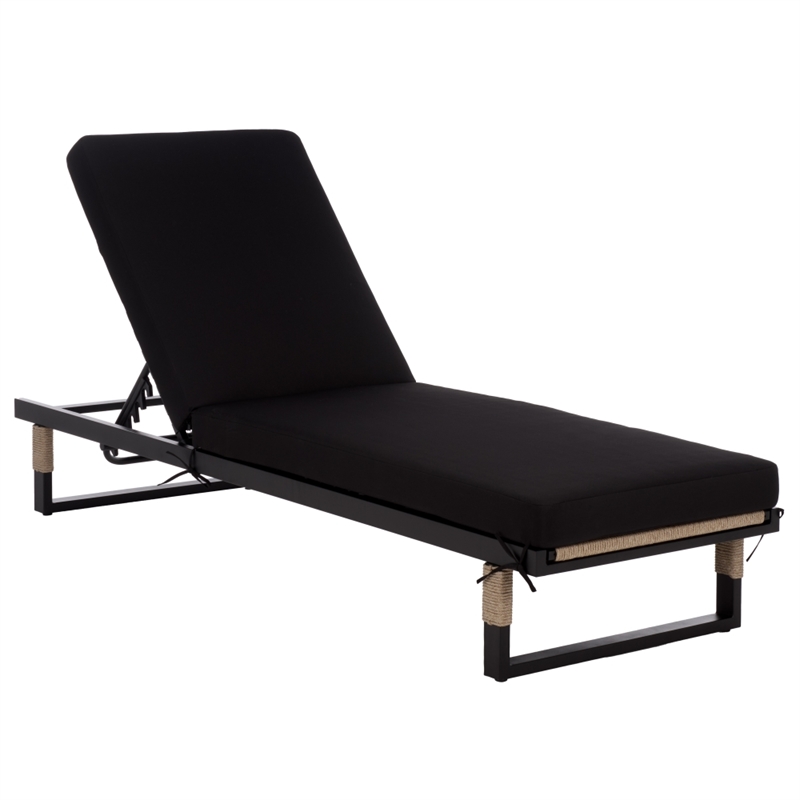 Safavieh Arman Steel and Fabric Lounger w/ Cushion in Black / Black