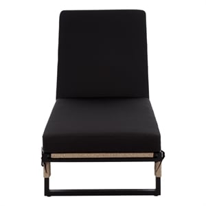 Safavieh Arman Steel and Fabric Lounger w/ Cushion in Black / Black