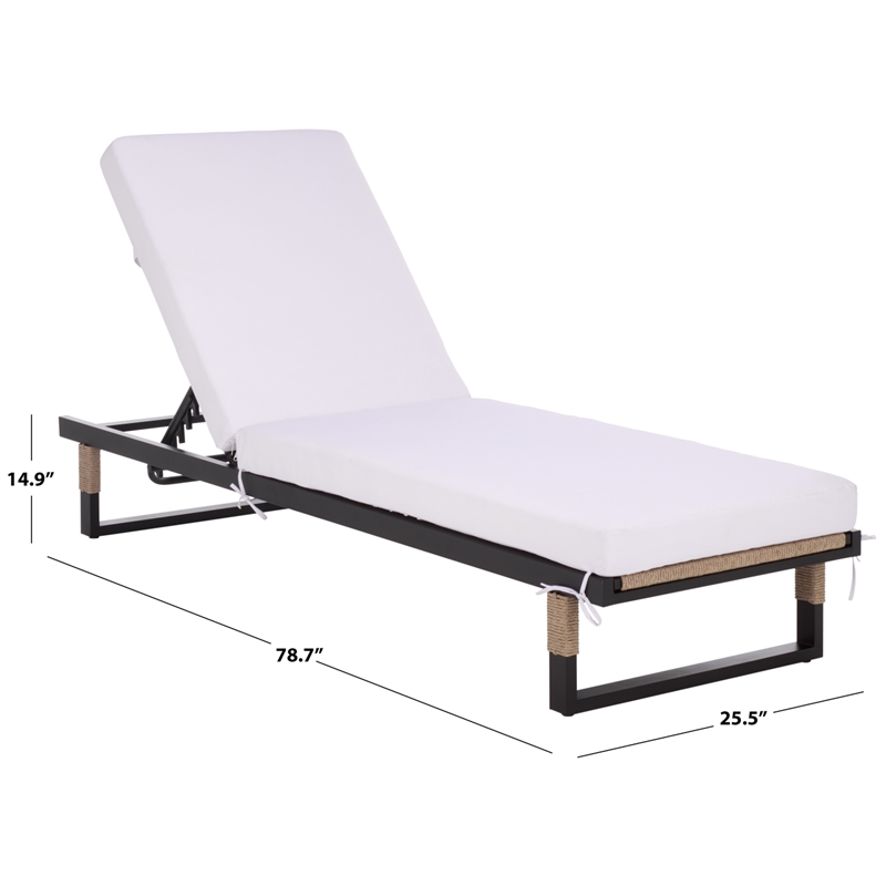Safavieh Arman Steel and Fabric Lounger w/ Cushion in Black / White
