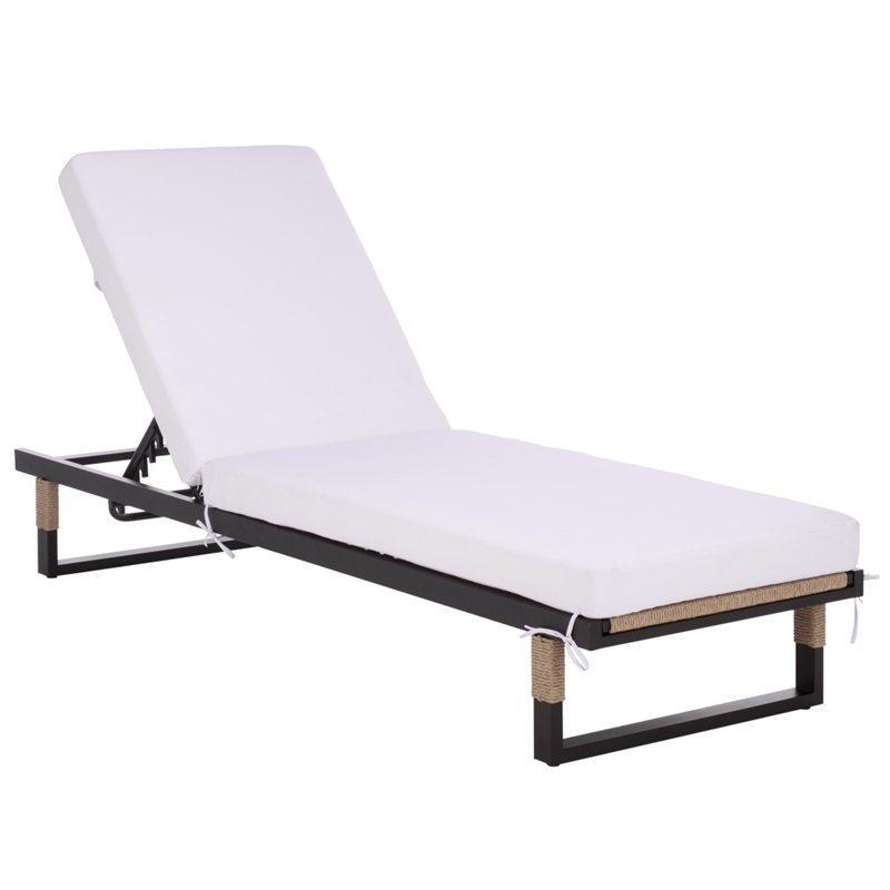 Safavieh Arman Steel and Fabric Lounger w/ Cushion in Black / White