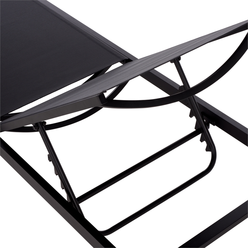 Safavieh Jordan Aluminum Lounger in Black / Black
