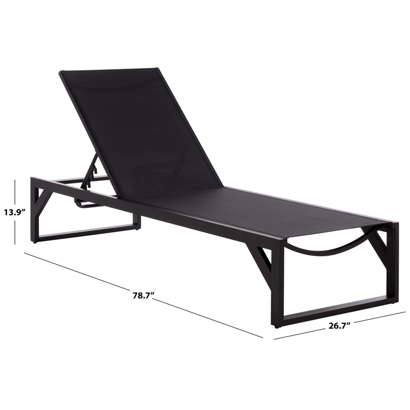 Safavieh Jordan Aluminum Lounger in Black / Black
