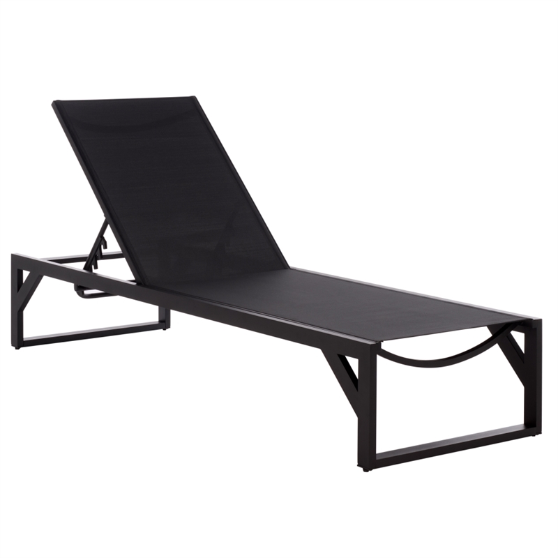 Safavieh Jordan Aluminum Lounger in Black / Black