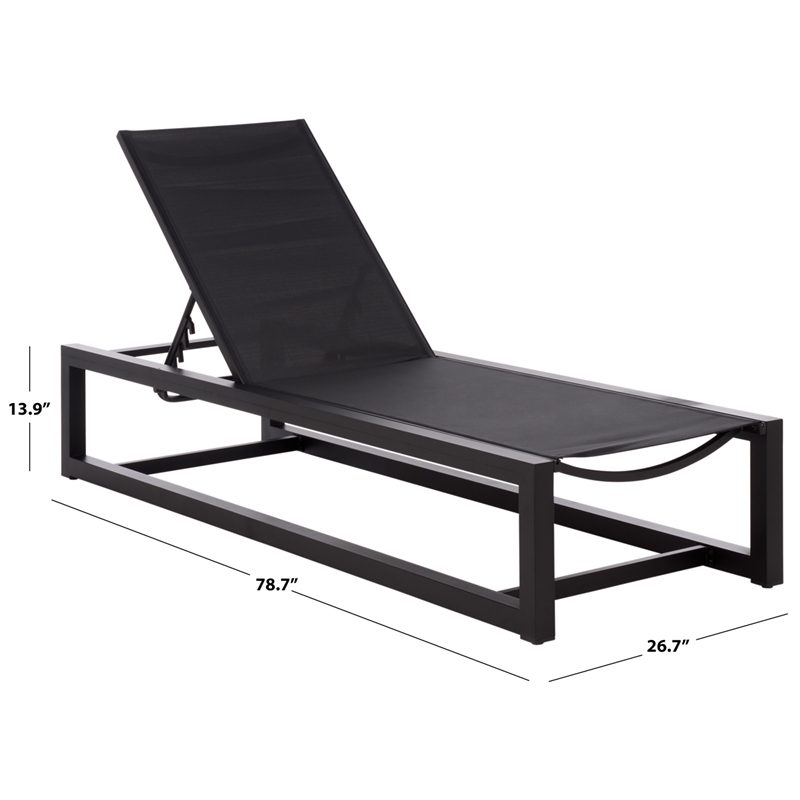 Safavieh Logan Aluminum Lounger in Black / Black