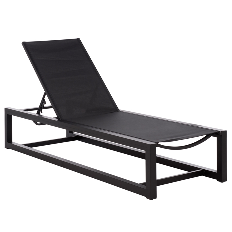 Safavieh Logan Aluminum Lounger in Black / Black