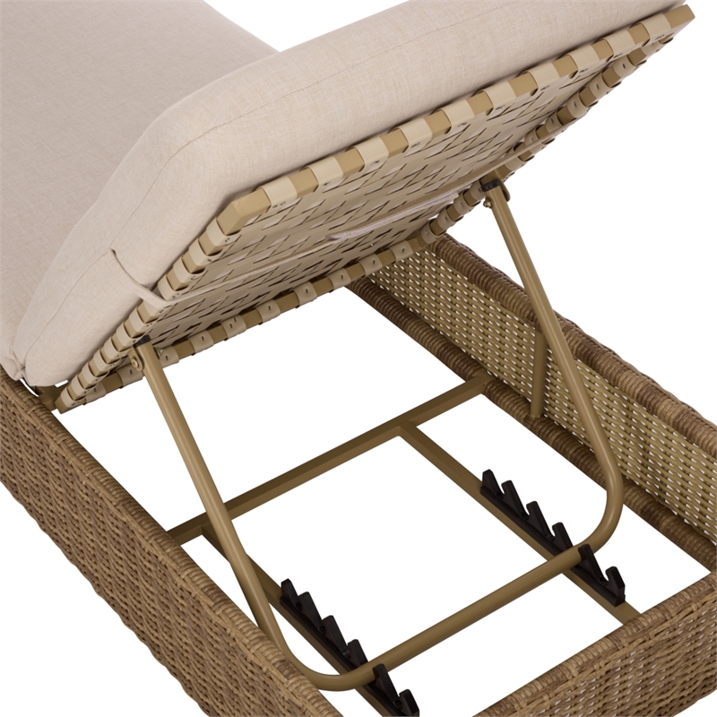 Safavieh Emma Metal and Rattan Lounger in Natural / Taupe
