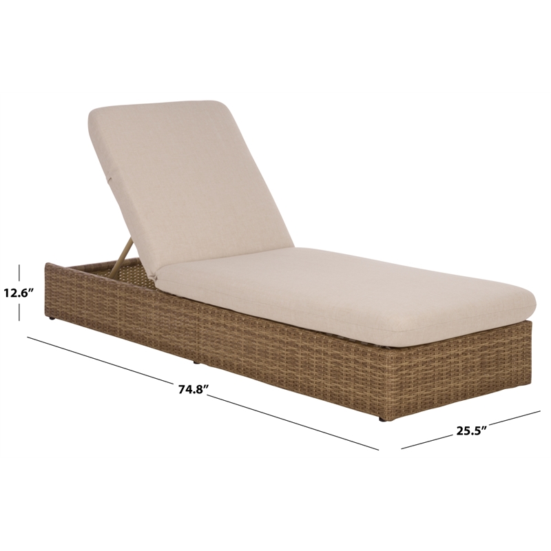 Safavieh Emma Metal and Rattan Lounger in Natural / Taupe