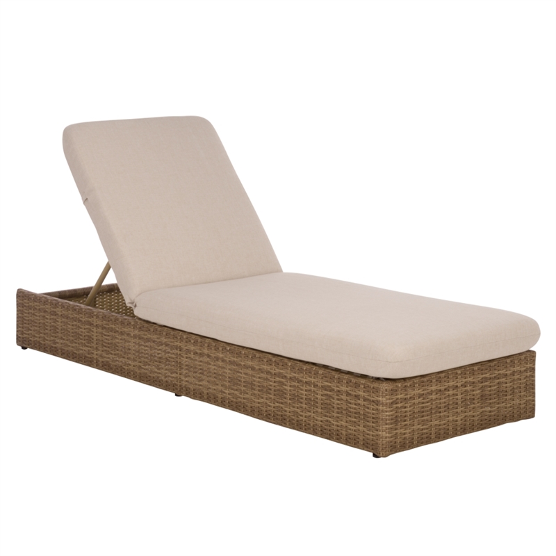 Safavieh Emma Metal and Rattan Lounger in Natural / Taupe