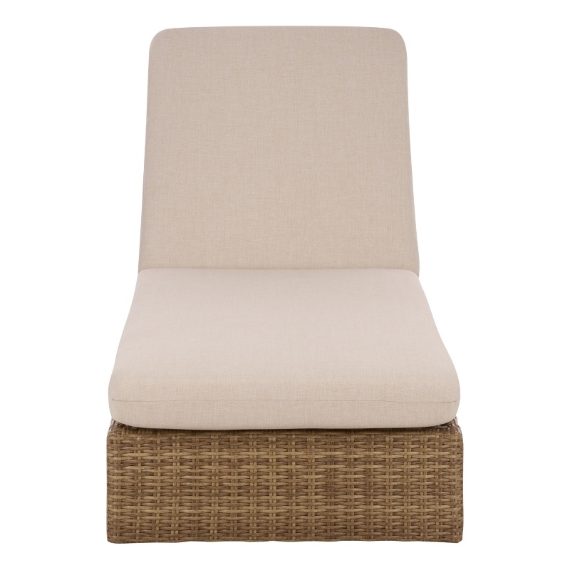 Safavieh Emma Metal and Rattan Lounger in Natural / Taupe