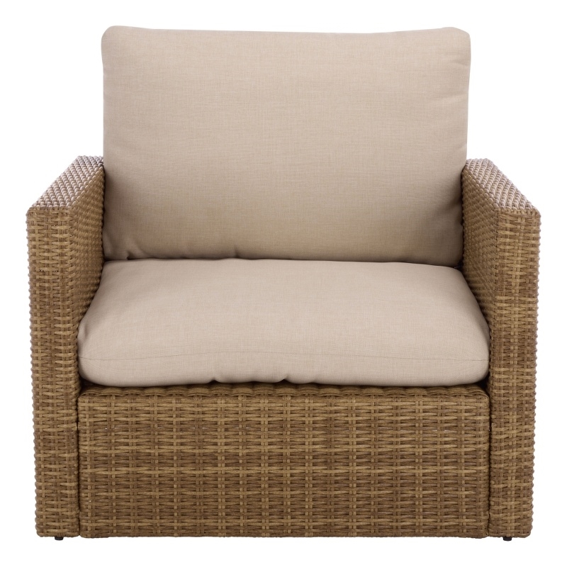 Safavieh Emma Metal and Rattan Armchair  in Natural / Taupe