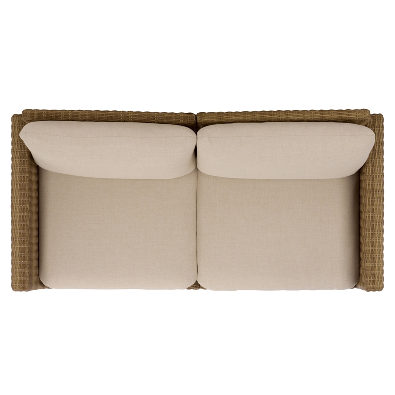 Safavieh Emma Metal and Rattan Sofa  in Natural / Taupe