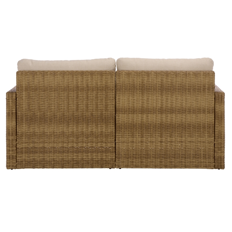 Safavieh Emma Metal and Rattan Sofa  in Natural / Taupe