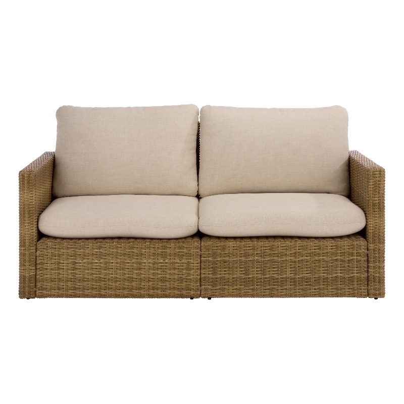 Safavieh Emma Metal and Rattan Sofa  in Natural / Taupe