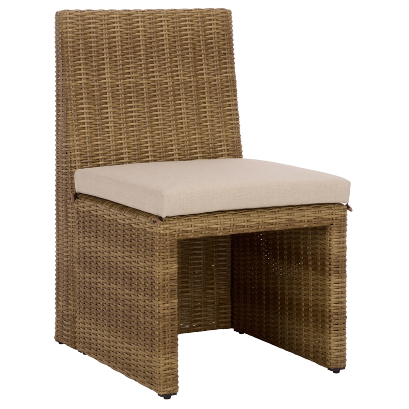 Safavieh Emma Metal and Rattan Dining Chair Set of 2 in Natural / Taupe