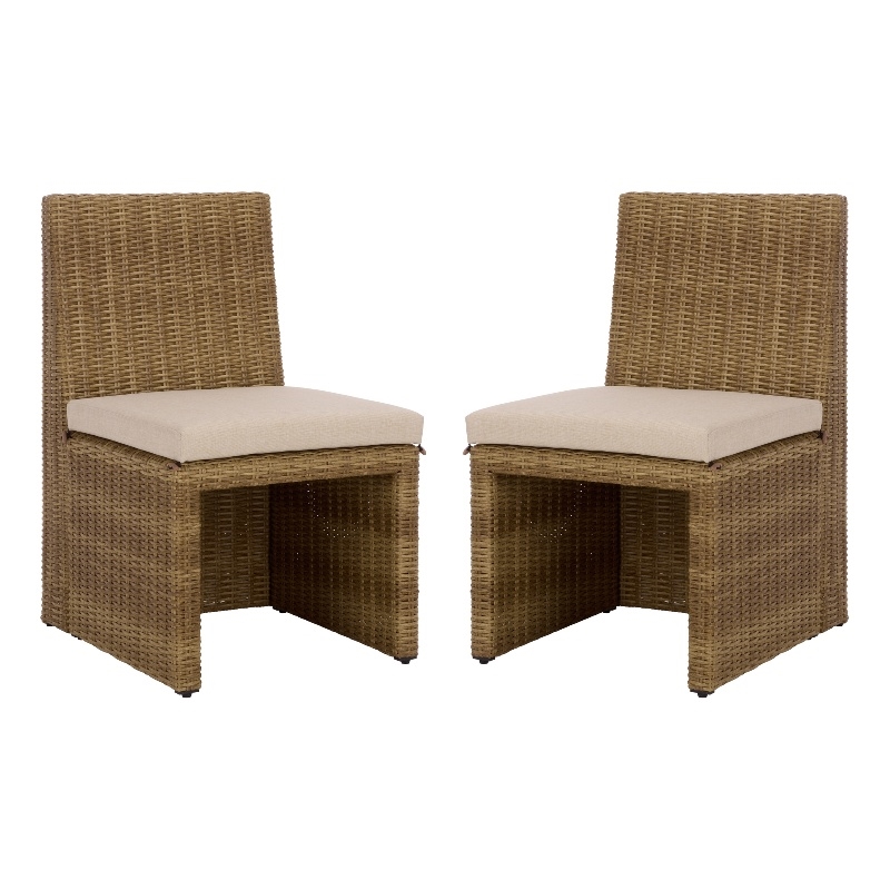 Safavieh Emma Metal and Rattan Dining Chair Set of 2 in Natural / Taupe