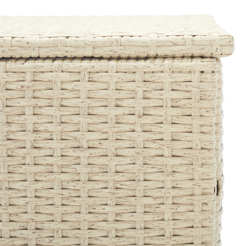 Safavieh Oliveira Steel  and Fabric Cushion Box in Beige / White