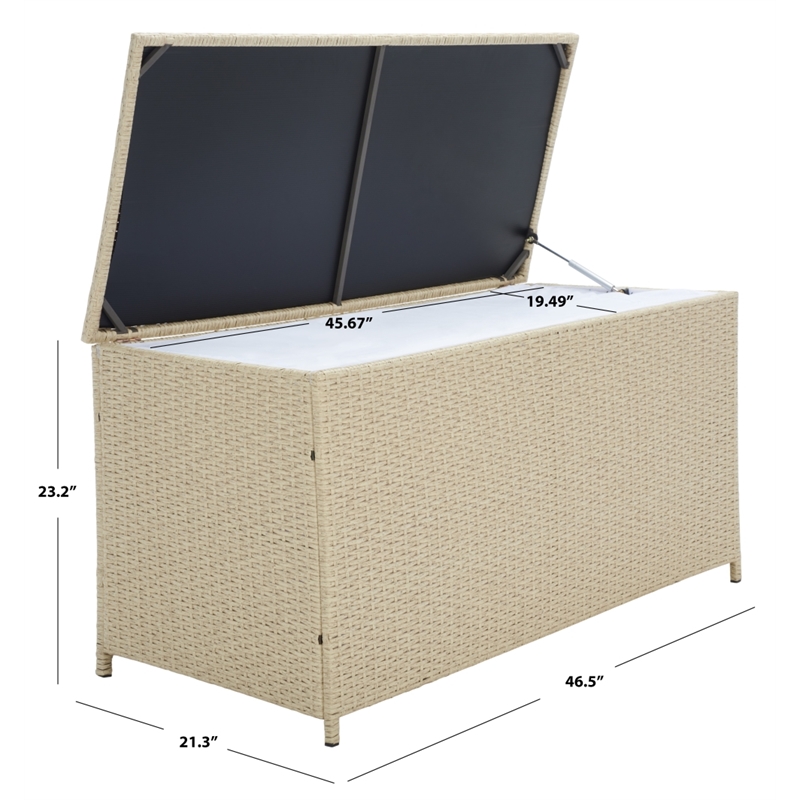 Safavieh Oliveira Steel  and Fabric Cushion Box in Beige / White